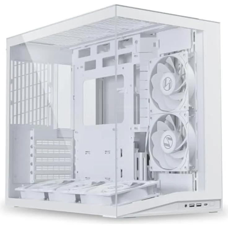 Lian Li O11 Dynamic Mini V2 Flow PC-Gehäuse, Mini-Gehäuse für ATX, Tempered Glass, weiß, inklusive 5x 120-mm-Lüfter