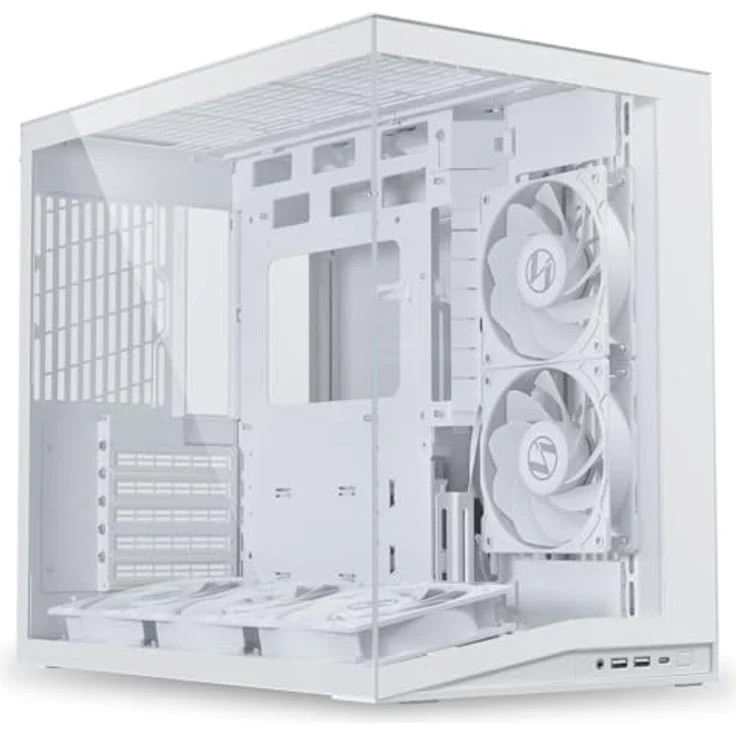 Lian Li O11 Dynamic Mini V2 Flow PC-Gehäuse, Mini-Gehäuse für ATX, Tempered Glass, weiß, inklusive 5x 120-mm-Lüfter – Bild 1
