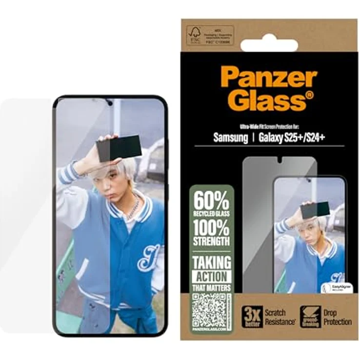 PanzerGlass Ultra-Wide Fit Displayschutzfolie, Sturz- und Bruchschutz, kratz- und fingerabdruckbeständig, langlebig (Klarglas) – Bild 3