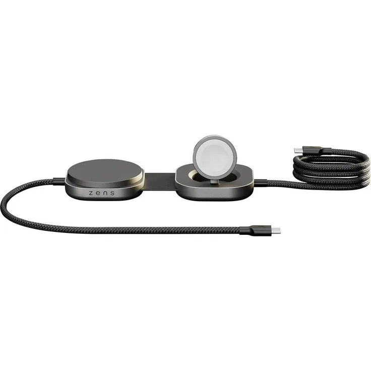 ZENS Induktions-Ladegerät ZECC07B, Qi2-zertifiziertes 15 W kabelloses Laden, Apple MagSafe und USB-C®, schwarz