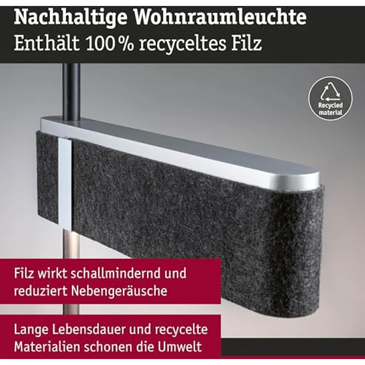 Paulmann Smart LED-Stehleuchte Jagun, anthrazit, ZigBee 3.0 mit Tunable White und schalldämpfendem Filzschirm, 151 cm – Bild 3
