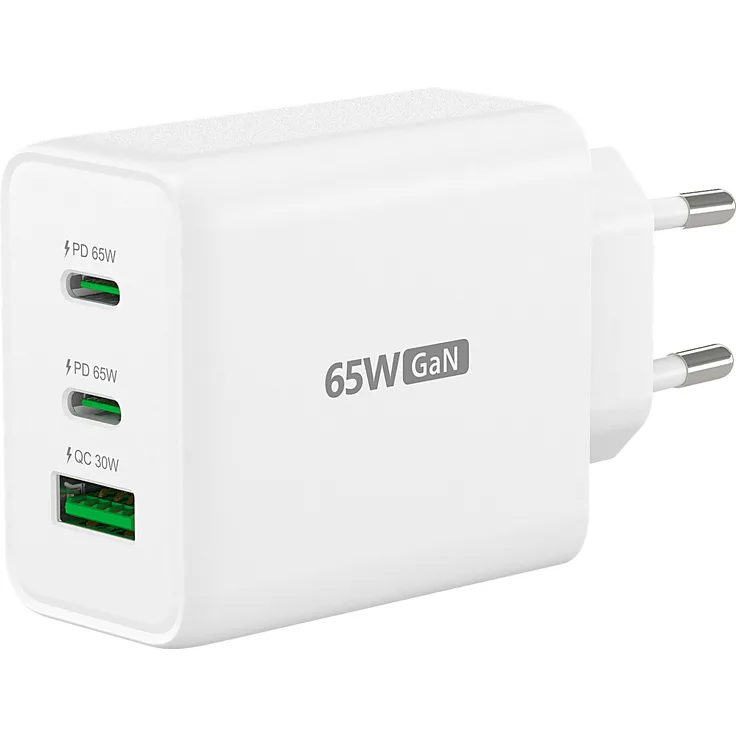 j5Create 65W GaN USB-C 3-Port Ladegerät, weiß, für schnelles Aufladen mit Power Delivery 3.0/2.0