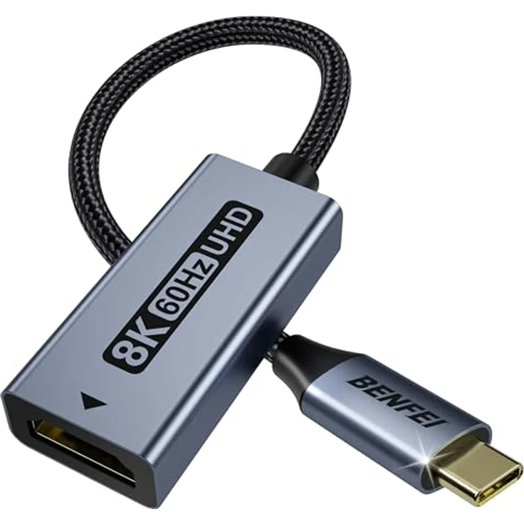 BENFEI USB C auf HDMI 2.1 Adapter, 8K@60Hz/4K@240Hz, Aluminiumgehäuse, geflochtenes Nylon, kompatibel mit iPhone 15/16 Pro/Max, MacBook Pro/Air 2023, iPad Pro – Bild 1