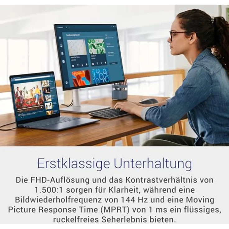 Dell S2425HSM 24 Plus Monitor, Full HD (1920x1080), 144Hz, IPS, 1ms MPRT, 99% sRGB, Höhenverstellbar, Eingebaute Lautsprecher, Weiß – Bild 2