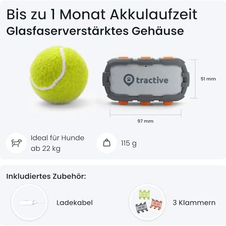 Tractive Adventure Dog XL GPS-Lokalisierer, bissfester Tracker für große Hunde mit 1 Monat Akkulaufzeit, grün – Bild 4