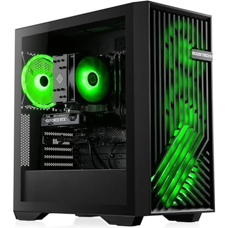 Boost Boxx Gaming PC mit Windows 11 Home, AMD Ryzen 7 7700 8X 3800 MHz, 1000 GB M.2 SSD, 16 GB DDR5-RAM, NVIDIA GeForce RTX 4060, Gigabyte Mainboard, USB 3.2, M10950H