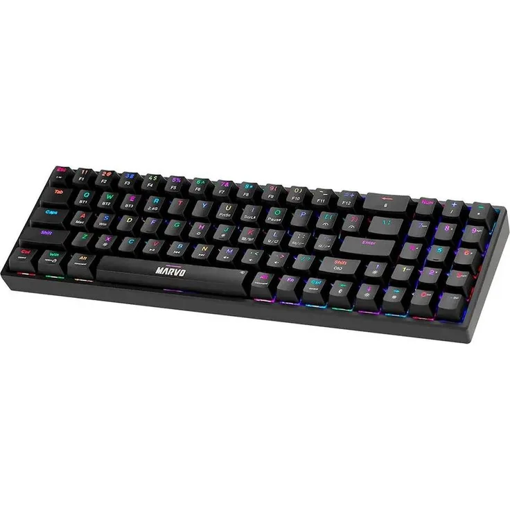 Marvo Shogo 78W Kabellose Mechanische Gaming-Tastatur, 75%-Format, schwarz mit RGB-Beleuchtung und 1200 mAh Akku