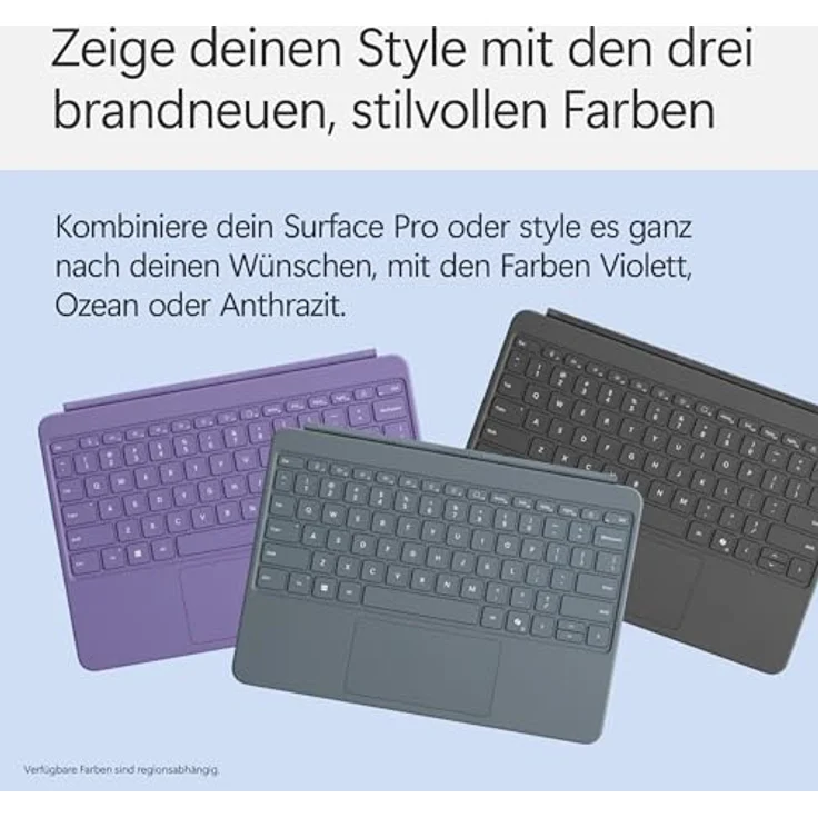 Microsoft Surface Pro 12" Keyboard, kompatibel mit Surface Pro (1. Edition), Hintergrundbeleuchtung, Farbe Ozean – Bild 3