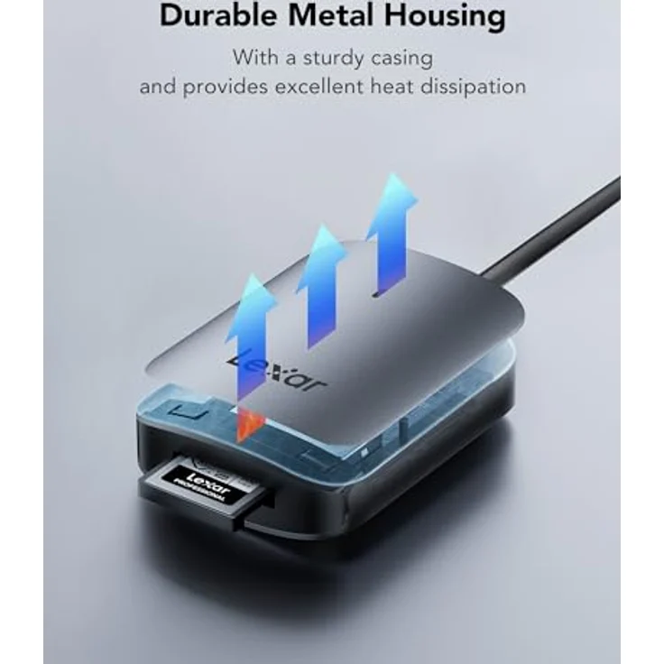 Lexar RW515 CFexpress Typ A Kartenleser, bis zu 900 MB/s, USB 3.2 Gen 2, inklusive USB-C-Kabel und USB-C-zu-USB-A Adapter, Metallgehäuse – Bild 5