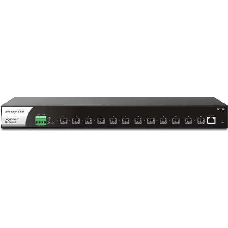 Draytek VigorSwitch FX2120 (12 Ports), Netzwerk Switch mit 12 SFP+ Anschlüssen, Smart-Managed.
