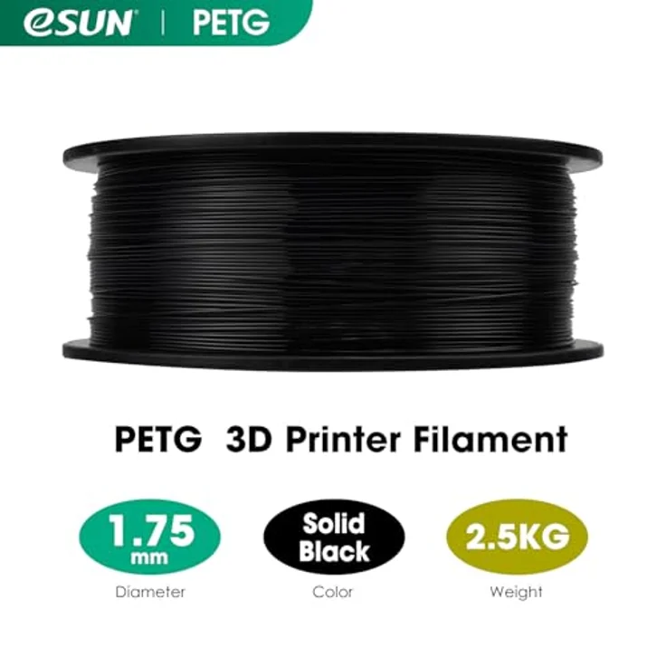 eSUN PETG Filament 1.75 mm, 2.5KG Spule, hohe Zähigkeit, schwarz, maßgenaue Toleranz +/- 0.03 mm – Bild 2