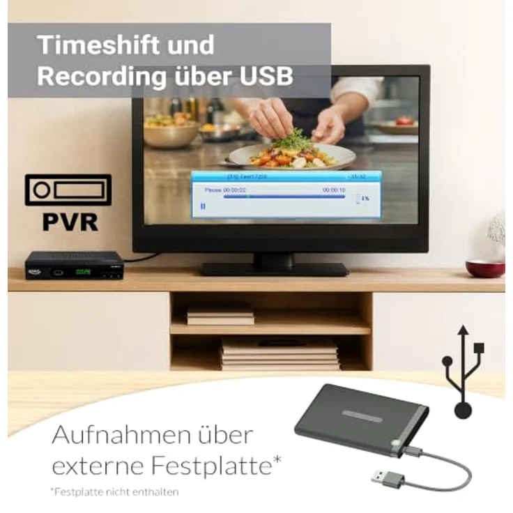 Xoro HRS 8660 V2 DVB-S/S2 SAT-Receiver mit PVR, Unicable, USB-Mediaplayer, 12 V, Timeshift und 8 Aufnahme-Timer für ASTRA 19,2° – Bild 2