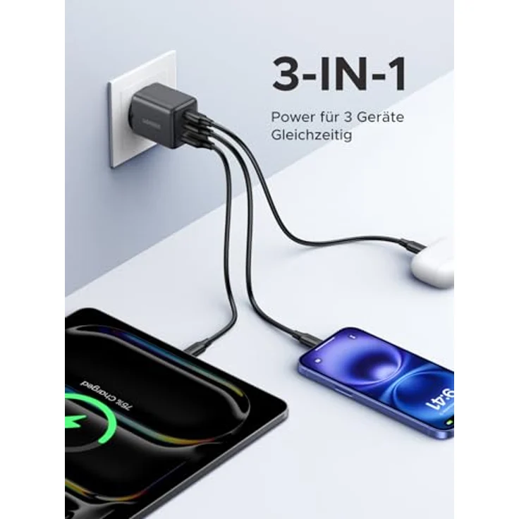 UGREEN USB C Ladegerät 30W, 3-Port GaN Netzteil, PD Schnellladung für iPhone 17, kompakt und sicher – Bild 3