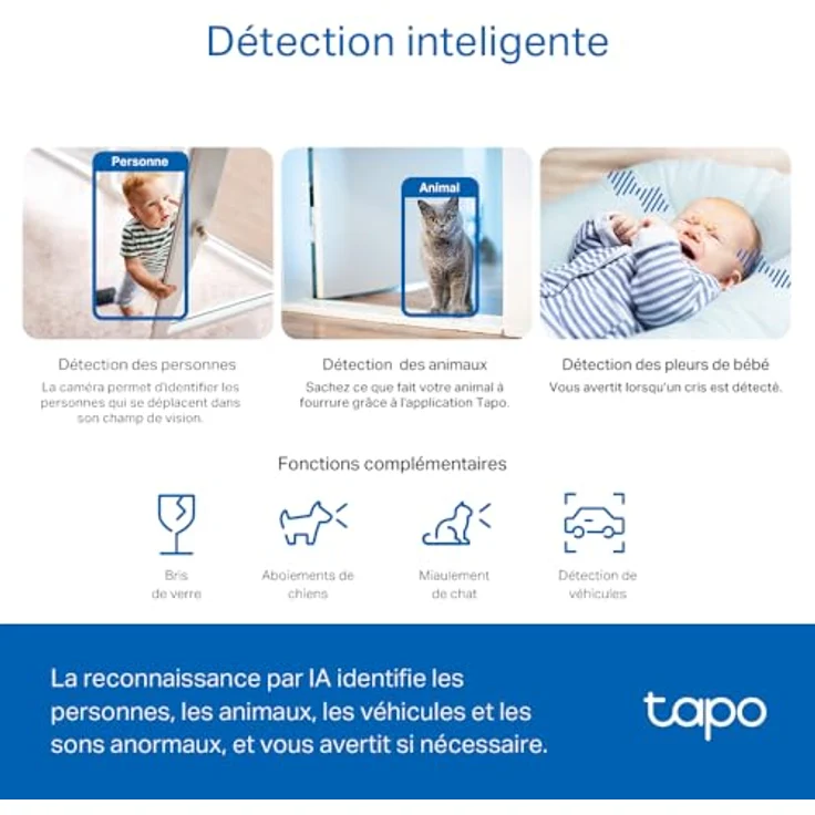 TP-Link Tapo C230, Pan/Tilt AI Home Security Wi-Fi Kamera mit 88° Blickwinkel, Weiß – Bild 7
