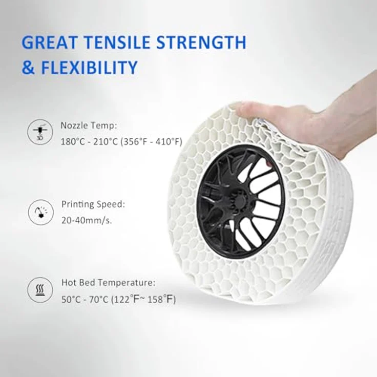 GEEETECH TPU 95A Filament Weiß, 2x1kg Spule, flexible Anwendungen, hervorragende Schichthaftung, verstopfungs- und blasenfrei – Bild 3