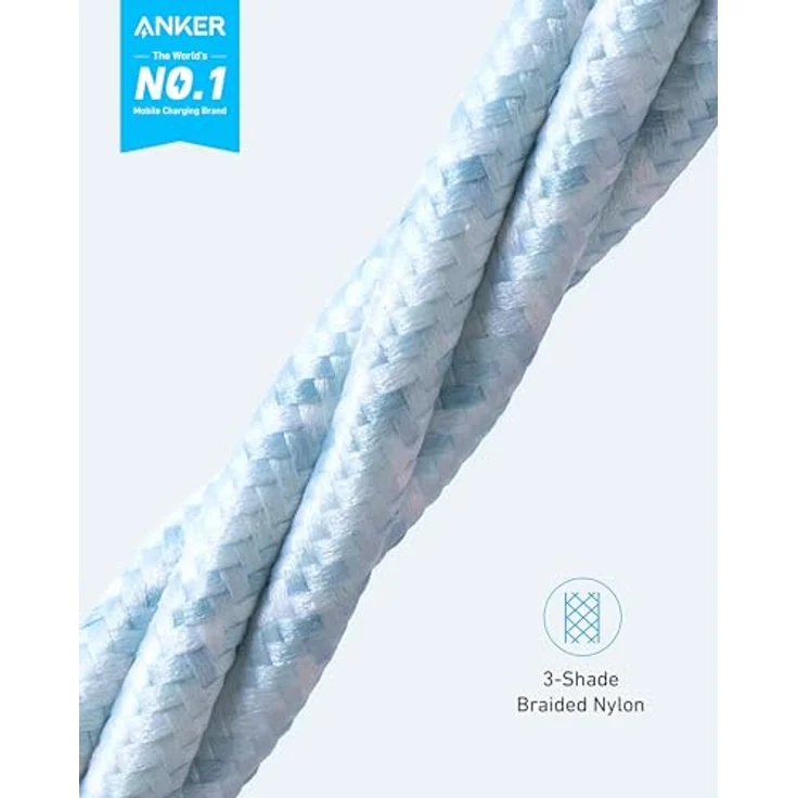 Anker 331 USB-A to Lightning Cable (Nylon), 1 m, blau (A81520N2) – Bild 3