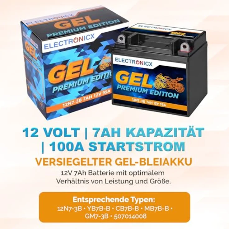 Electronicx Extreme Edition GEL Batterie 7Ah 12V für Motorrad, Roller, Quad und ATV – wartungsfrei, auslaufsicher und rüttelfest – Bild 5