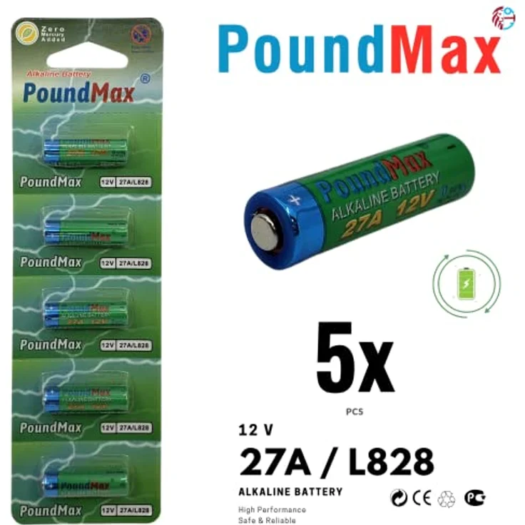 PoundMax Alkaline 27A/L828, 12V, 5er-Pack – Bild 2