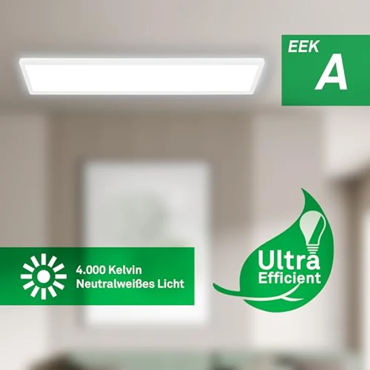 BRILONER - LED Deckenlampe 98cm 21W 4800lm indirektes Licht, flach, Wohnzimmerlampe, 98x20x3 cm, Weiß – Bild 2