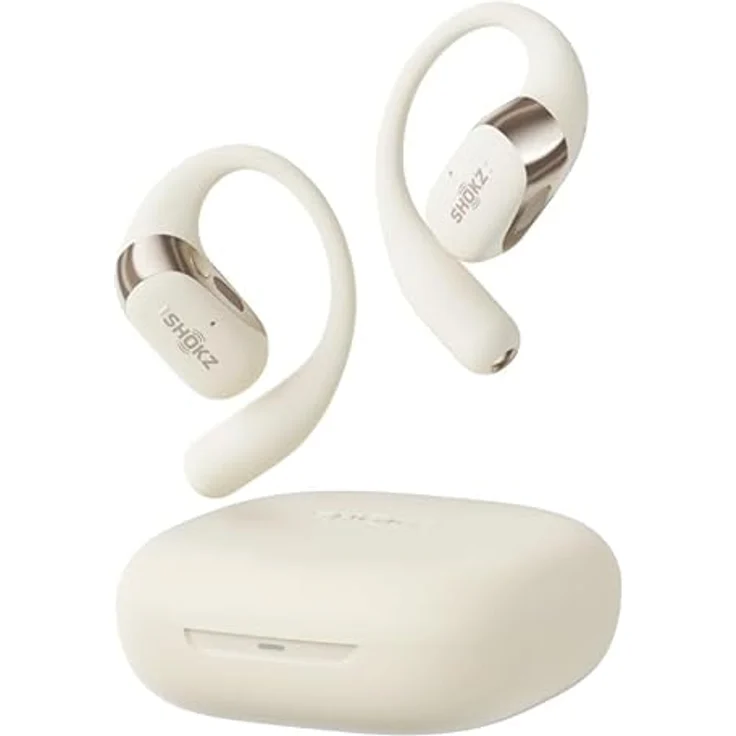 SHOKZ OpenFit 2, Kabellose Ohrbügelkopfhörer mit Rauschunterdrückung, IP55 wasserdicht, beige – Bild 2