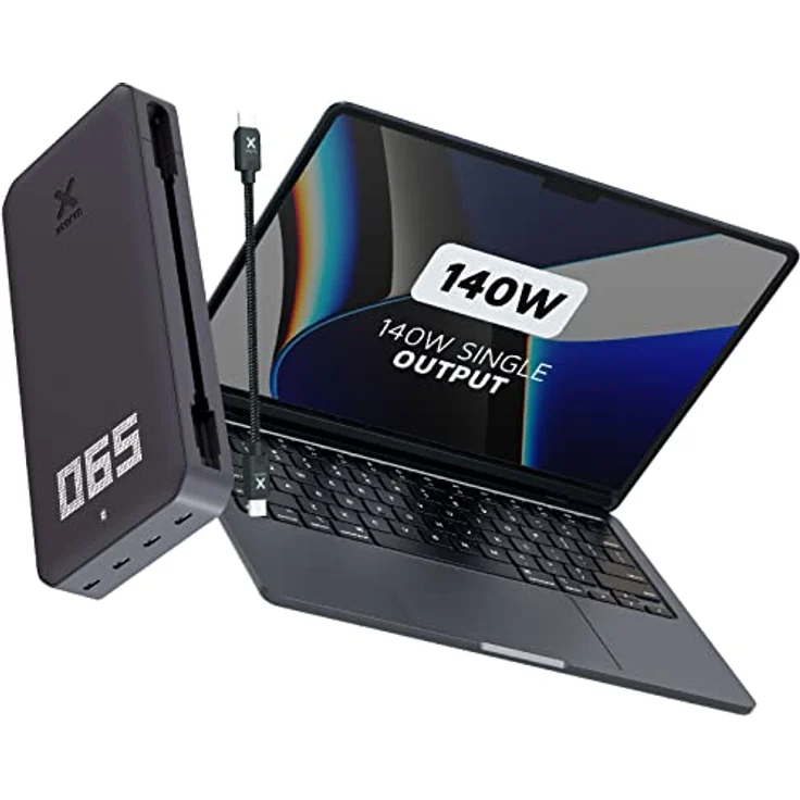 Xtorm Powerbank Titan Pro 140W, 24.000 MAH, XB402, USB-C-PD, LED-Indikator, kompatibel mit Smartphone, Tablet und Laptop, XB4-Serie, einschließlich magnetisches USB-Kabel, langlebiges Material, Grau – Bild 4