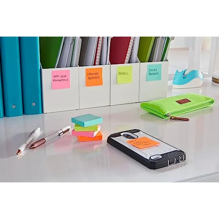 Post-it Super Sticky Haftnotizblock 622-12SS-COS, Haftnotiz Super Sticky Notes Miami Collection, 476 x 476 mm, 12x 90 Blatt, türkis, neongrün, neonpink – Bild 15