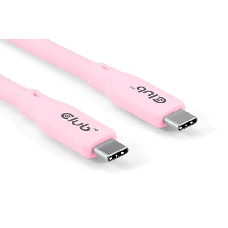 Club3D CAC-3002 Lifestyle USB-C Kabel PD 240W, 20Gbps, 2m, pink, für iPhone und Android, 4K60Hz Videounterstützung – Bild 1