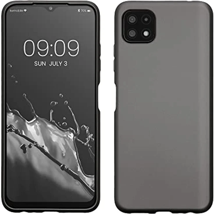 kwmobile Case kompatibel mit Samsung Galaxy A22 5G, Silikon Schutzhülle in Metallic Grau mit rutschfestem und reißfestem Design – Bild 1