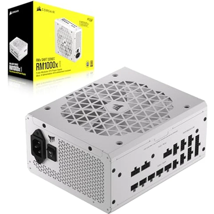 Corsair RM1000x Shift Vollmodulares ATX-Netzteil - Modulare Seitenschnittstelle - ATX 3.0- & PCIe 5.0-kompatibel - Null-Drehzahl-Lüftermodus - 105°C-Kondensatoren - 80 Plus Gold-Effizienz - Weiß – Bild 1