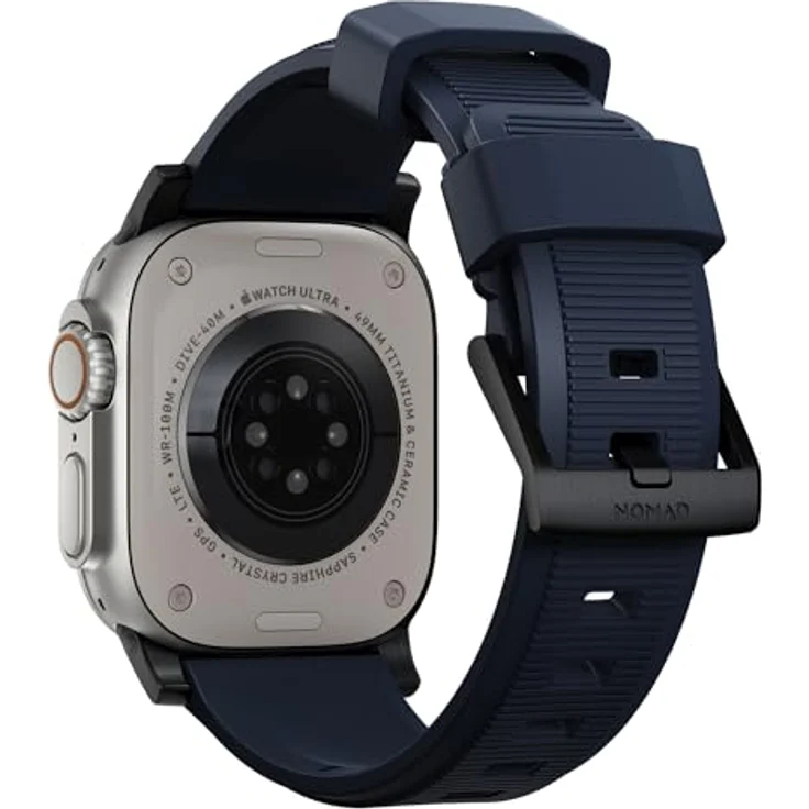 NOMAD Rugged Strap V2, strapazierfähiges Uhrenarmband aus Kunststoff FKM für Apple Watch 42/44/45/49mm, Atlantic Blue, wasserresistent, rostfreie Stahl-Ösen und Schnallen – Bild 2