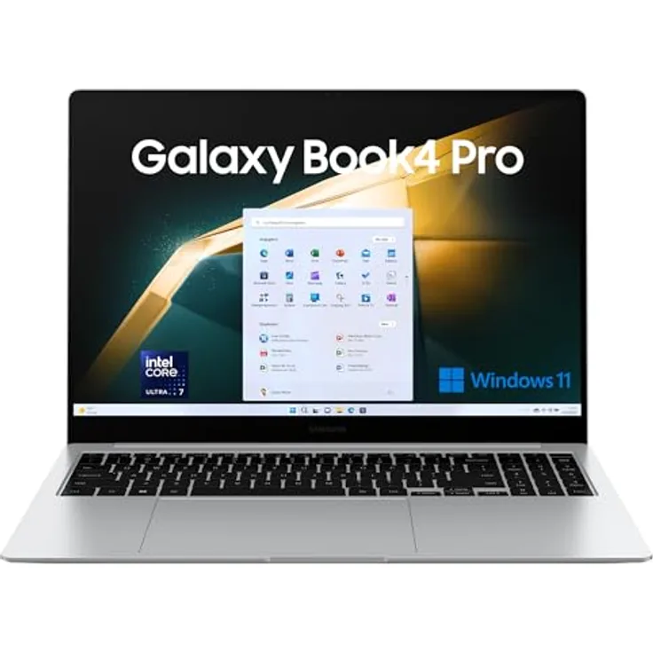 Samsung Galaxy Book4 Pro, 16 Zoll-Notebook mit Touchscreen, Windows-Laptop, Intel Core Ultra 7, 32 GB RAM, 512 GB, Platinum Silver