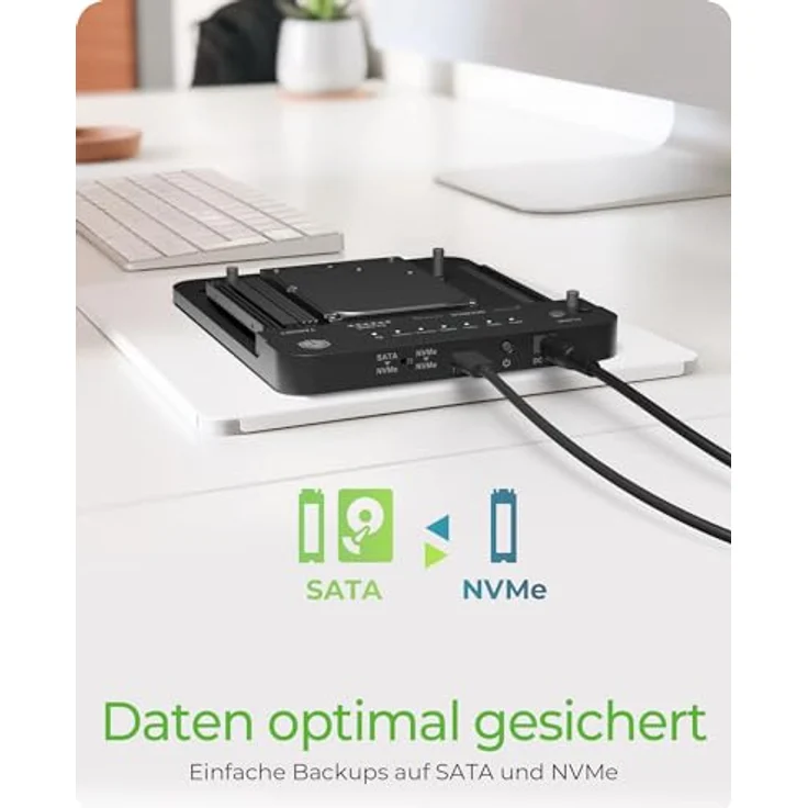 ICY BOX HDD/M.2 NVMe SSD Docking Station USB 3.2 Gen 2 (10 Gbit/s), Werkzeuglose Installation & Datenklon auf Knopfdruck, USB-C & USB-A, IB-2913MCL-C31 – Bild 3