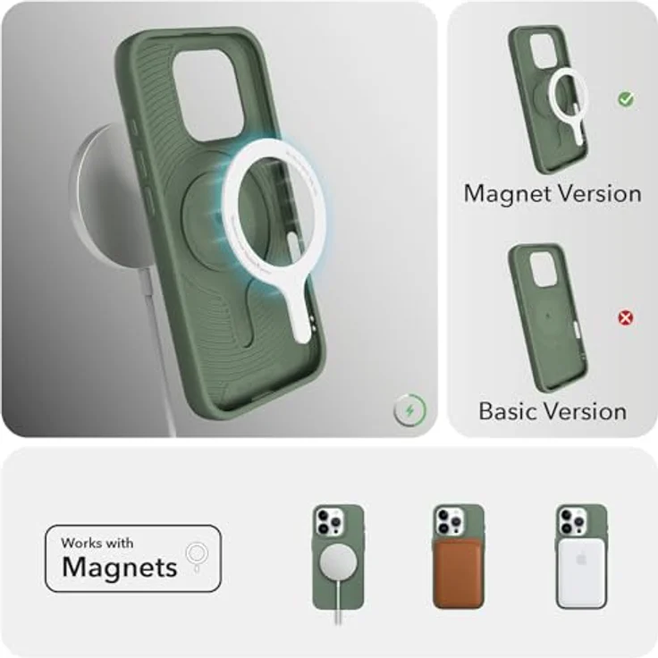 Woodcessories - BioCase, Magnetische Handyhülle für iPhone 16 Pro kompatibel mit MagSafe, Hülle mit Magnet grün - Nachhaltig aus Pflanzen – Bild 2