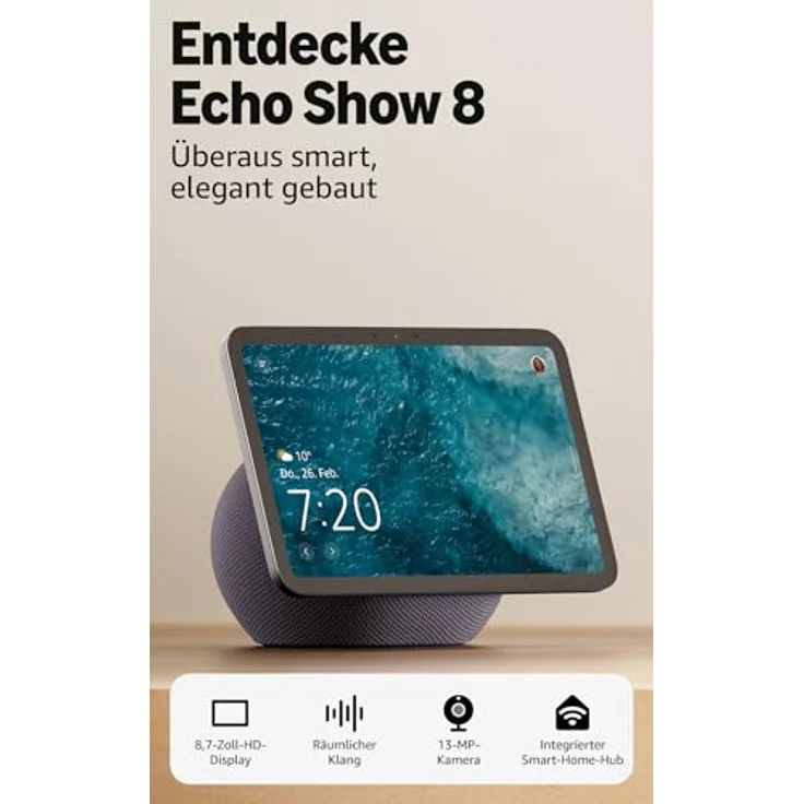 AMAZON Echo Show 8 (2025 Release), Smart Speaker mit 8,7 Zoll HD, 3D-Audio, Videoanrufen und Graphite Design – Bild 6