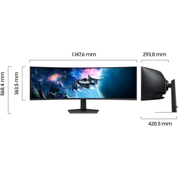 Samsung Odyssey G95C Curved Gaming Monitor, 49 Zoll, VA-Panel, 5.120 x 1.440 Pixel, VESA DisplayHDR 1.000, HDR10+ Gaming, Freesync Premium Pro, 240 Hz, 1 ms, schwarz – Bild 2