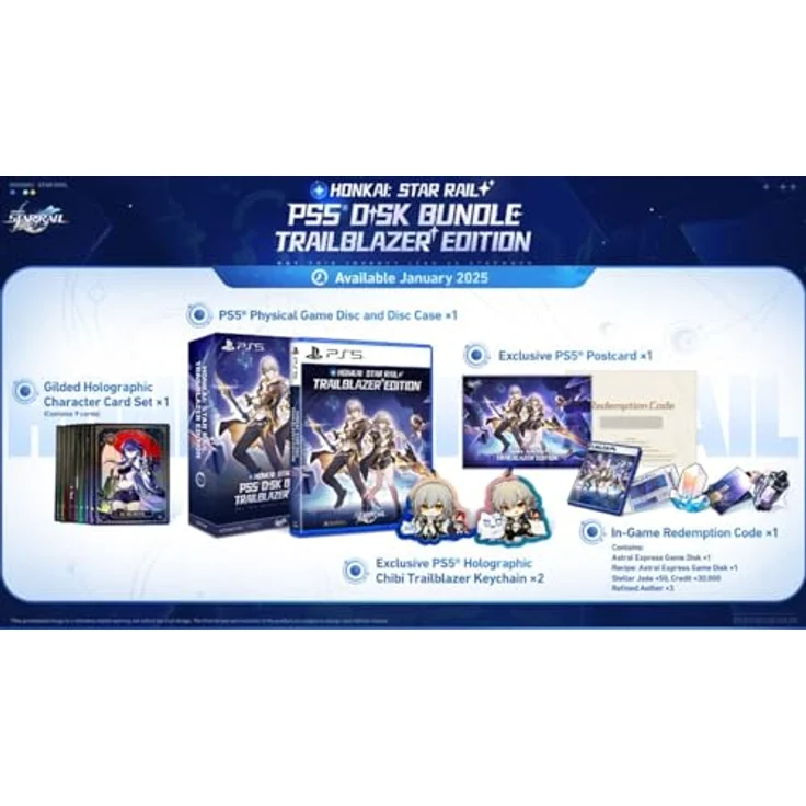 PM Studios Honkai: Star Rail-Trailblazer Edition - PS5 (englische Version) - PS5 Disk Bundle mit vergoldetem holografischem 9-Karten-Set, exklusiven Schlüsselanhängern und physischer Diskette – Bild 2