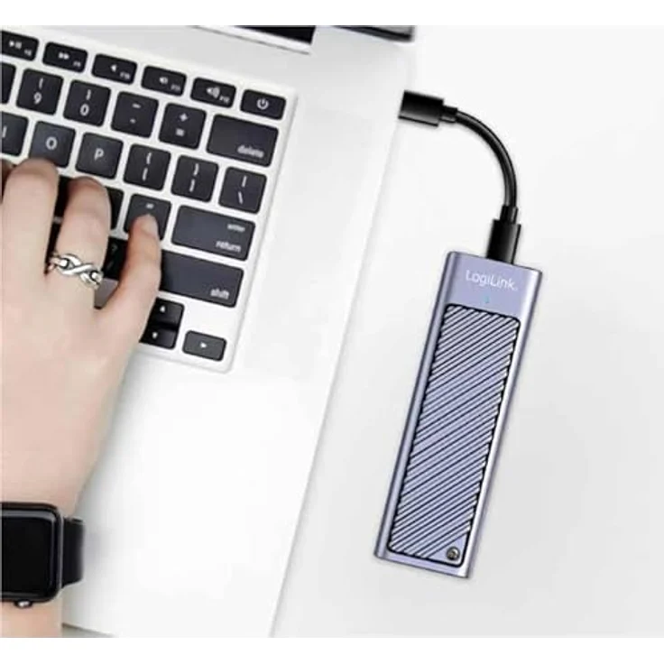 LogiLink UA0435 M.2 Festplattengehäuse, Grau, USB 3.2 Gen 2x2 bis 20 GBit/s, Aluminium, für NVMe/SATA SSDs – Bild 6