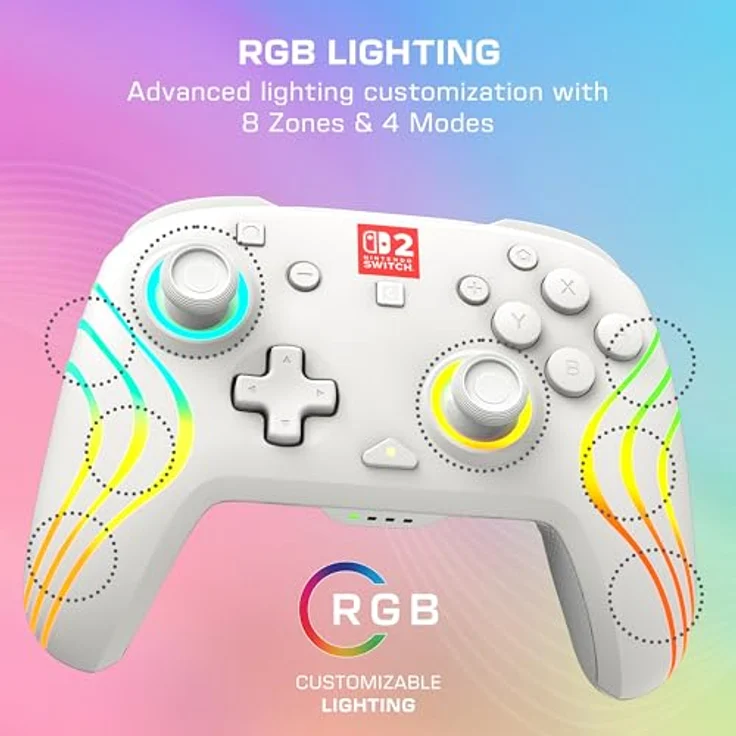 Turtle Beach Afterglow Wave Weiß, Kabelloser RGB-Gaming-Controller mit anpassbaren Lichteffekten und TMR-Thumbsticks, offiziell lizenziert für Nintendo Switch 2 – Bild 4