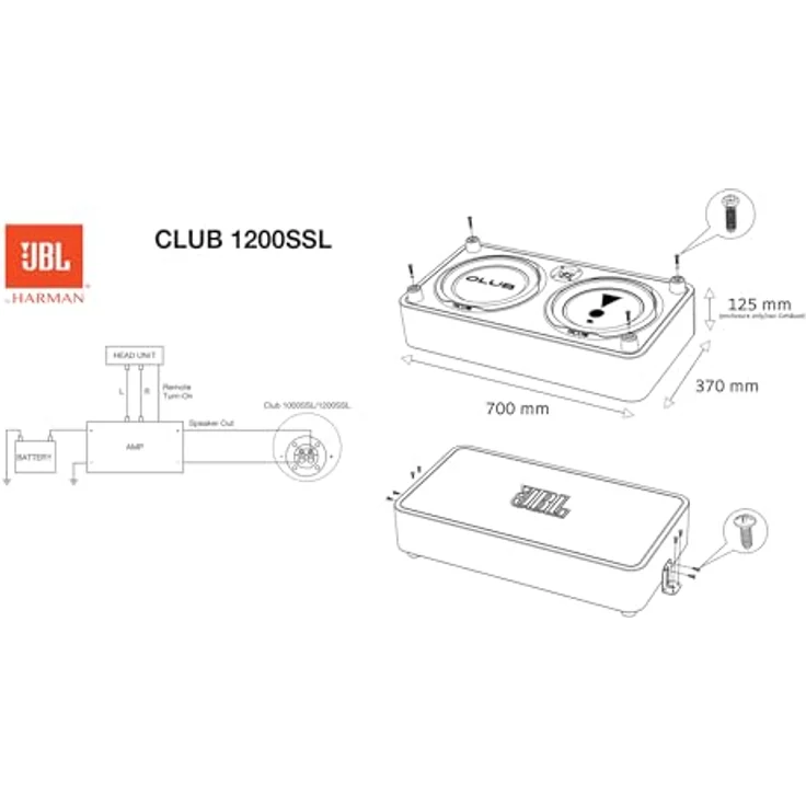JBL Club 1200SSL 12” Passiv Subwoofer Auto Set, Schwarz - 1200W Auto Subwoofer Passive mit Aluminiumtreiber für Präzise Bässe – Bild 4