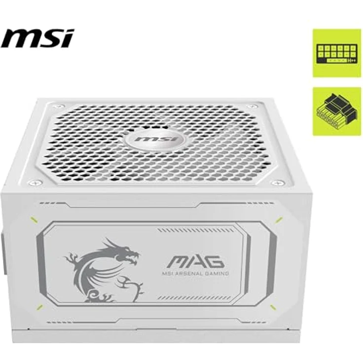 MSI MAG A1000GL PCIE5 White Netzteil, 1000 W, 80 Plus Gold, ATX 3.1, modulare Bauweise, PCIe 5.1 GPU-Unterstützung, weiße Kabel – Bild 2