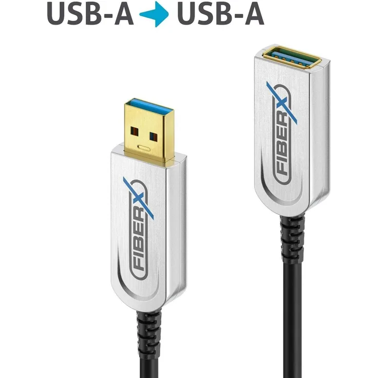 Purelink FiberX Series, USB 3.1 Glasfaser Verlängerungskabel, 30m, 10 Gbps, robustes Vollmetallgehäuse, abwärtskompatibel zu USB 2.0