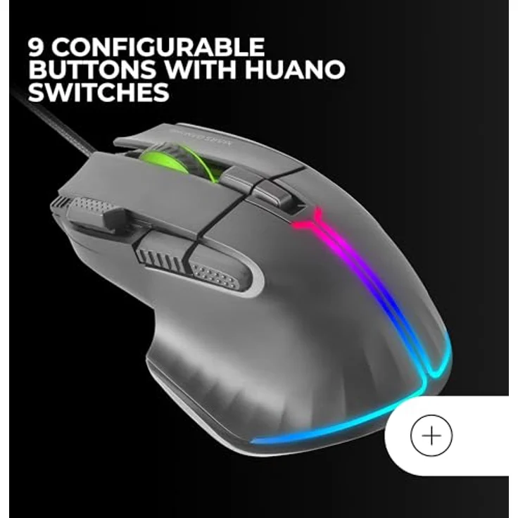 Mars Gaming MMXT RGB-Gaming-Maus mit Daumenauflage, 12800DPI Optischer Sensor, 9 Konfigurierbare Tasten, Huano Switches, Software-Steuerung, Schwarz – Bild 2