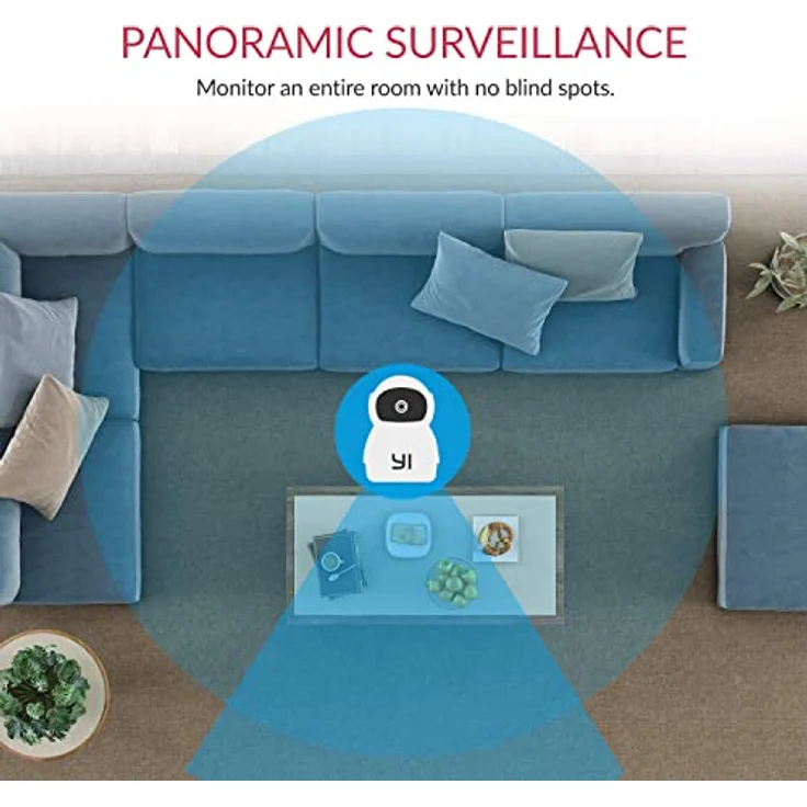 YI Kami Pet Dome Guard, 2K HD Netzwerkkamera mit 125° Weitwinkel, Künstlicher Intelligenz und Zwei-Wege-Audio, Weiss – Bild 5