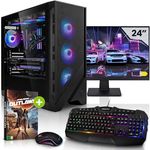 Megaport Komplett Set Gaming PC Nvidia GeForce RTX 4070 12GB • Intel Core i7-12700F • 24" Monitor • Windows11 • 32GB 3200MHz DDR4 • 1TB M.2 SSD • WLAN • Tastatur • Maus Gaming komplettpaket, Schwarz - Preisvergleich