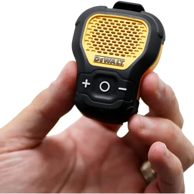 DEWALT Jobsite Pro tragbarer Bluetooth-Lautsprecher, IP56 Schutz, mit abnehmbarem Magnet und Einhandclip