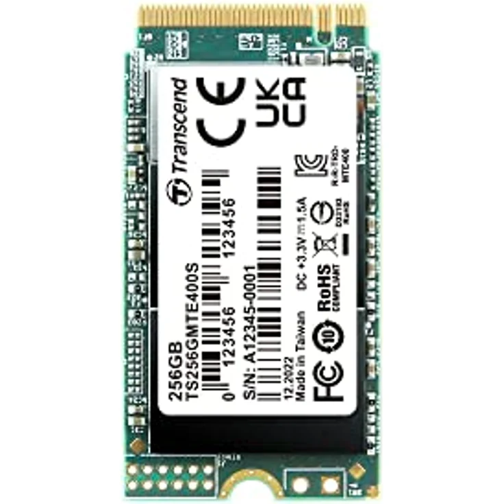 Transcend MTE400S 256 GB NVMe PCIe Gen3 x4 M.2 2242 Internal Solid State Drive (SSD) 3D TLC NAND (TS256GMTE400S) – Bild 1