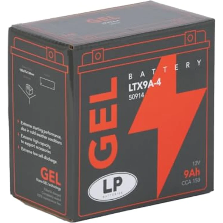 Landport MG LTX9A-4 Motorradbatterie, 12V 9Ah Gel-Batterie mit 150A Kaltstartstrom, wartungsfrei und auslaufsicher – Bild 3