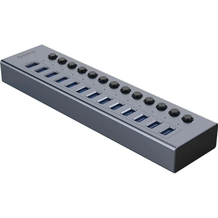 ORICO BT2U3-13AB Hub, 13-fach USB-A 3.0 mit individuellen Schaltern, grau