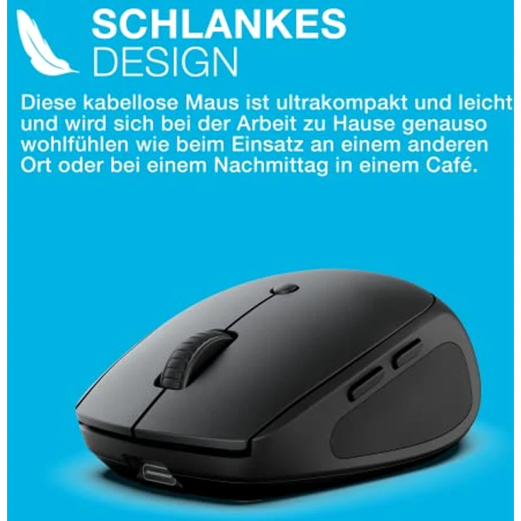JLab Go Charge Maus kabellos, Bluetooth/Funkmaus wiederaufladbar - Tri Mode 5,0/5,0+2,4Ghz, Wireless Silent Mouse, kleine Maus (Schwarz) – Bild 5