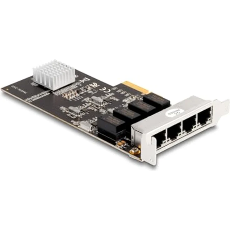 Delock Netzwerkkarte 4x RJ45 1Gbps, PCI-Express x4 (PCI-E x4), Silber – Bild 3